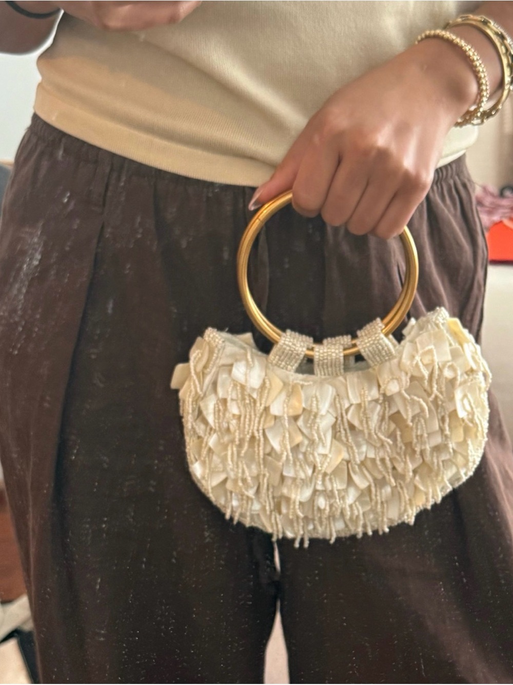 Zara beaded purse with gold handle